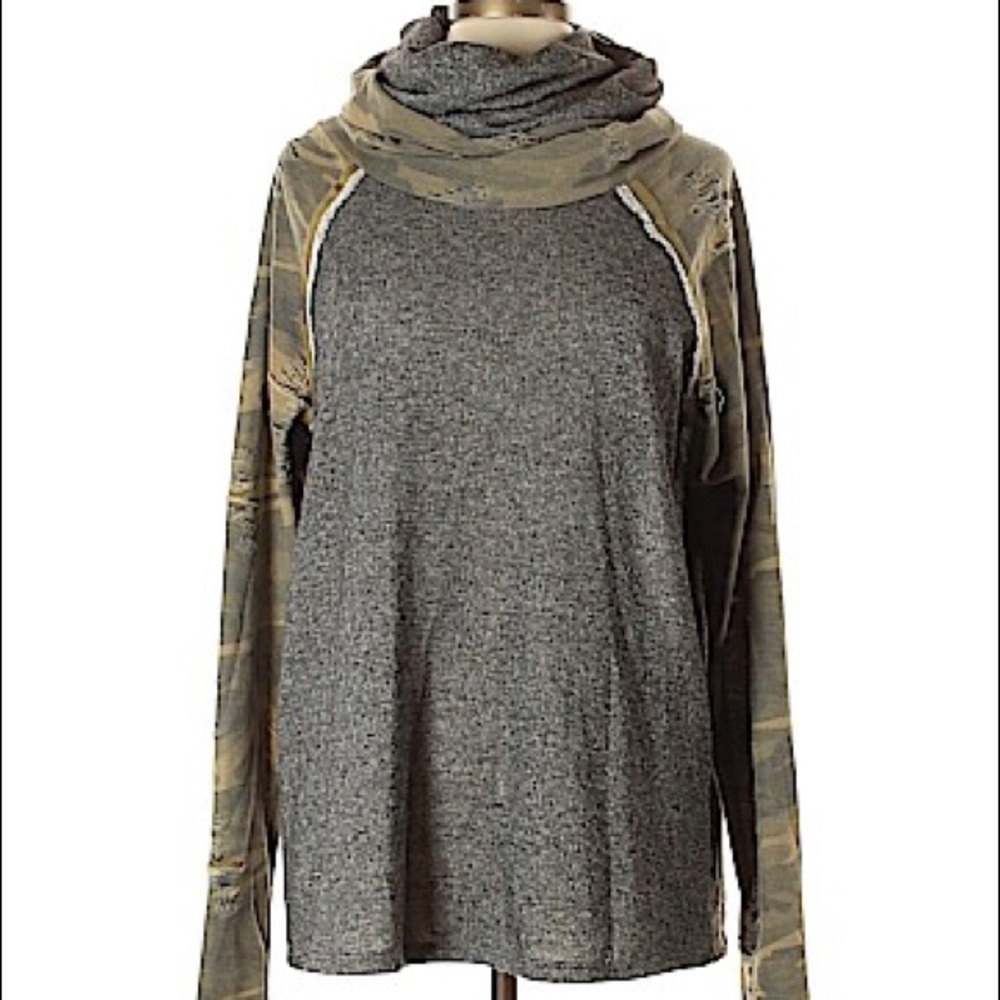 Camo Cowl Neck Sweatshirt